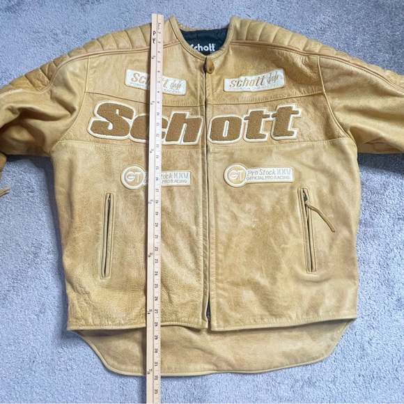 SCHOTT VINTAGE MOTORCYCLE MEN'S LEATHER JACKET  Formula One Racing XXL - Picture 3 of 15